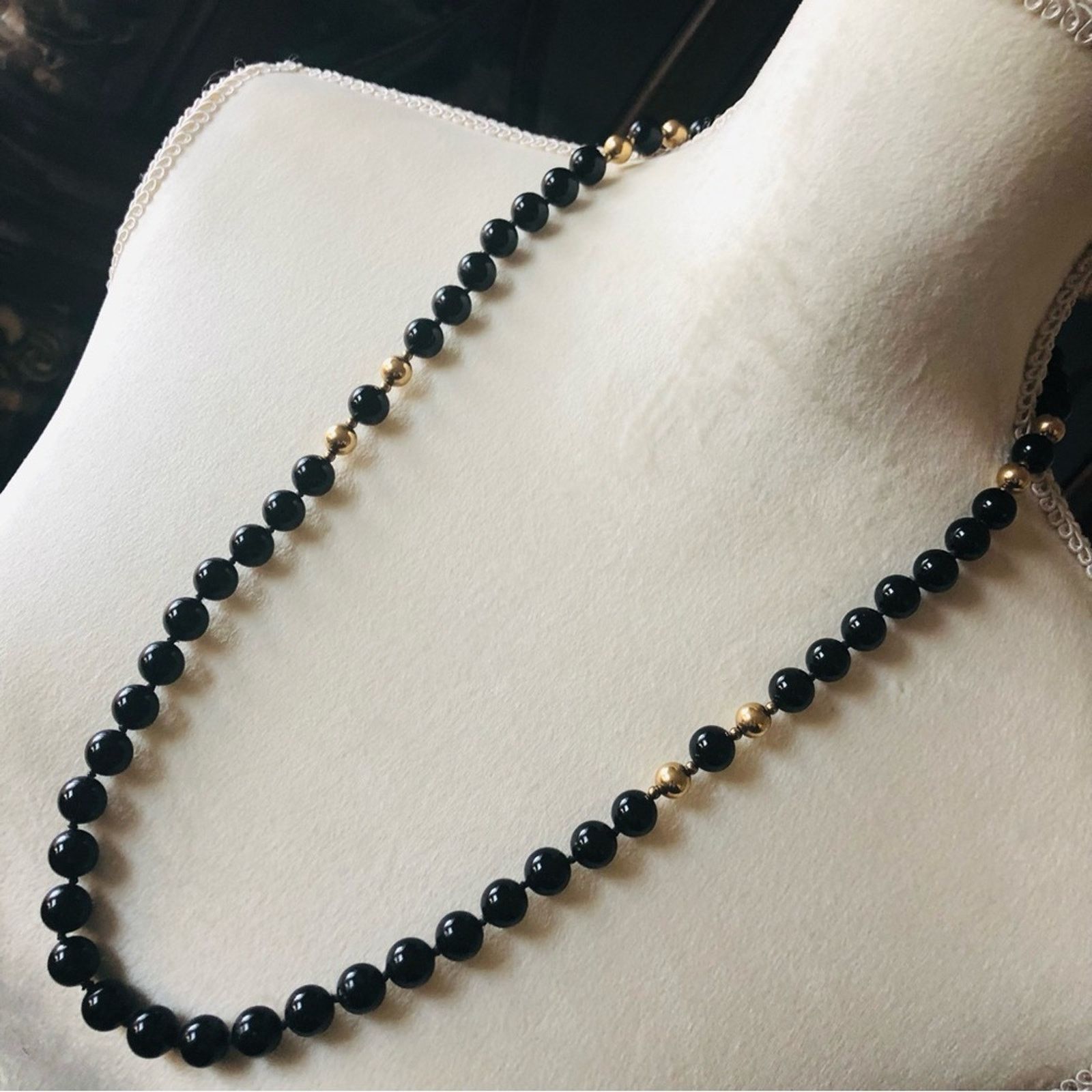 Vintage Vintage 70s-80s round black and gold glass beads necklace Size ONE SIZE - 1 Thumbnail
