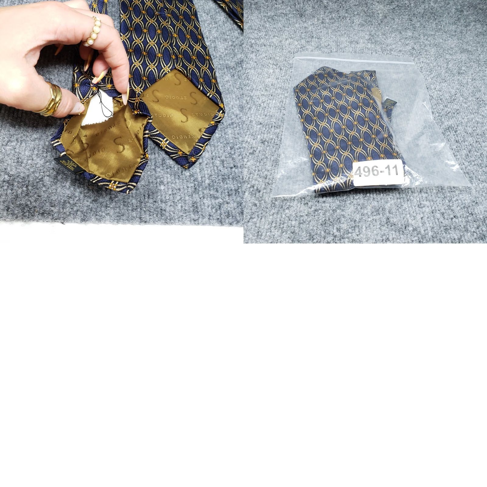 Robert Talbott Robert Talbott Tie Mens Blue Silk Geometric Handsewn Designer USA Studio Neck Size ONE SIZE - 8 Thumbnail