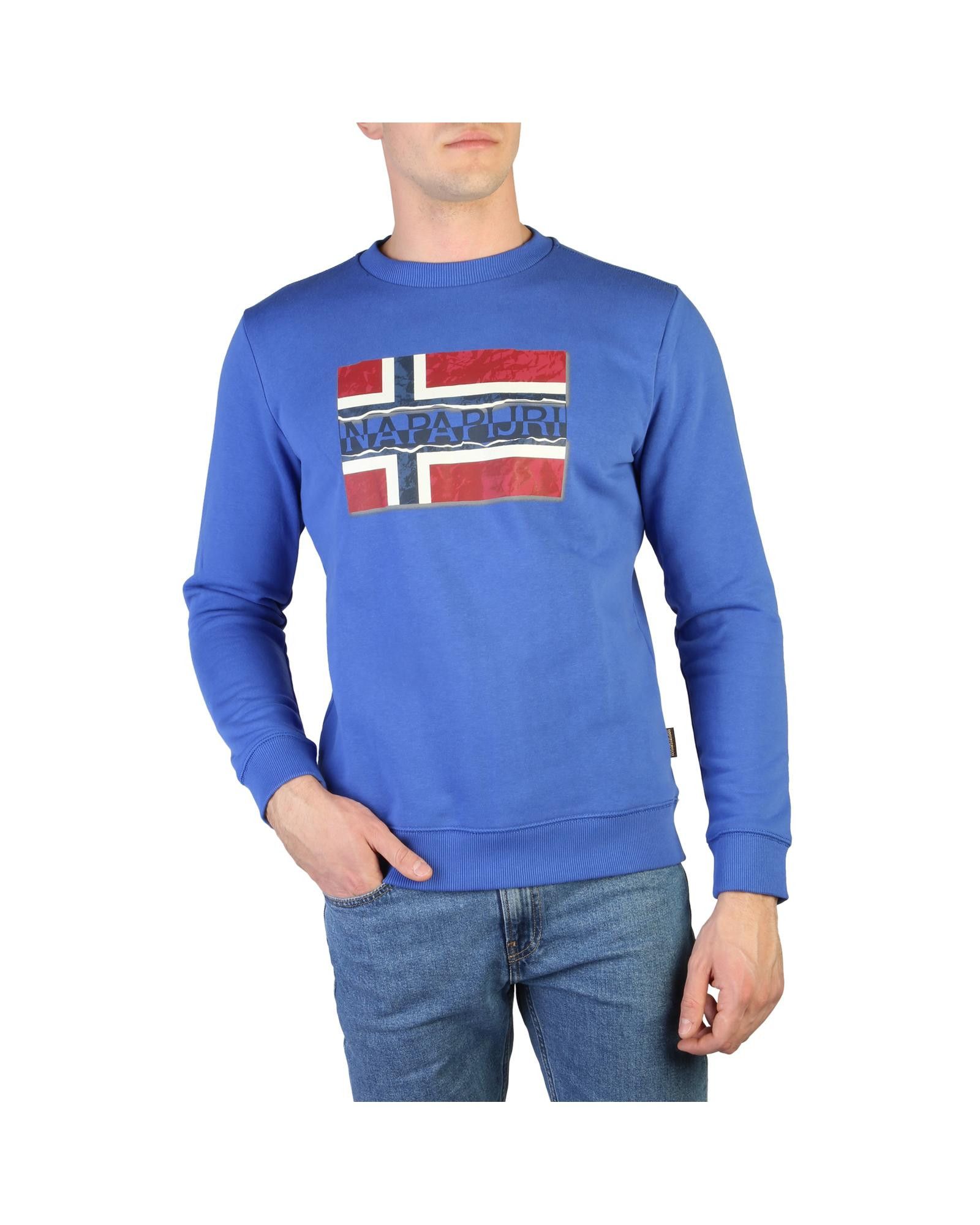 Image of Napapijri Solid Colour Long Sleeve Sweatshirt in Blue, Men's (Size Small)