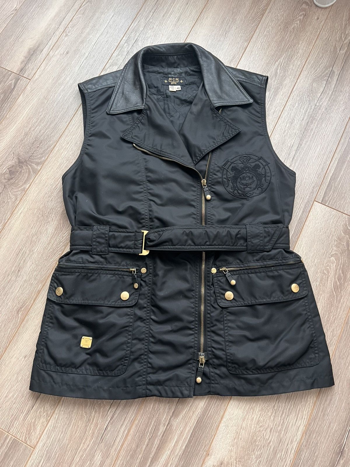 MCM Vintage MCM Black Nylon & Leather Biker Vest Size S / US 4 / IT 40 - 1 Thumbnail