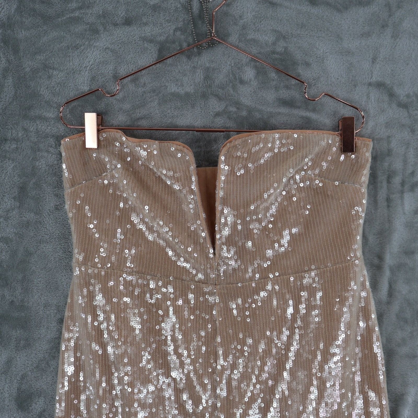 Self-Portrait Self Portrait Sequin Maxi Dress Womens 10 Beige Formal Dance Size L / US 10 / IT 46 - 5 Thumbnail