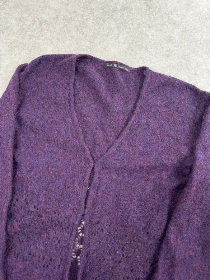 Roberto Cavalli 2000s Roberto Cavalli Purple Wool Obscure Cardigan Sweater Size M / US 6-8 / IT 42-44 - 5 Thumbnail