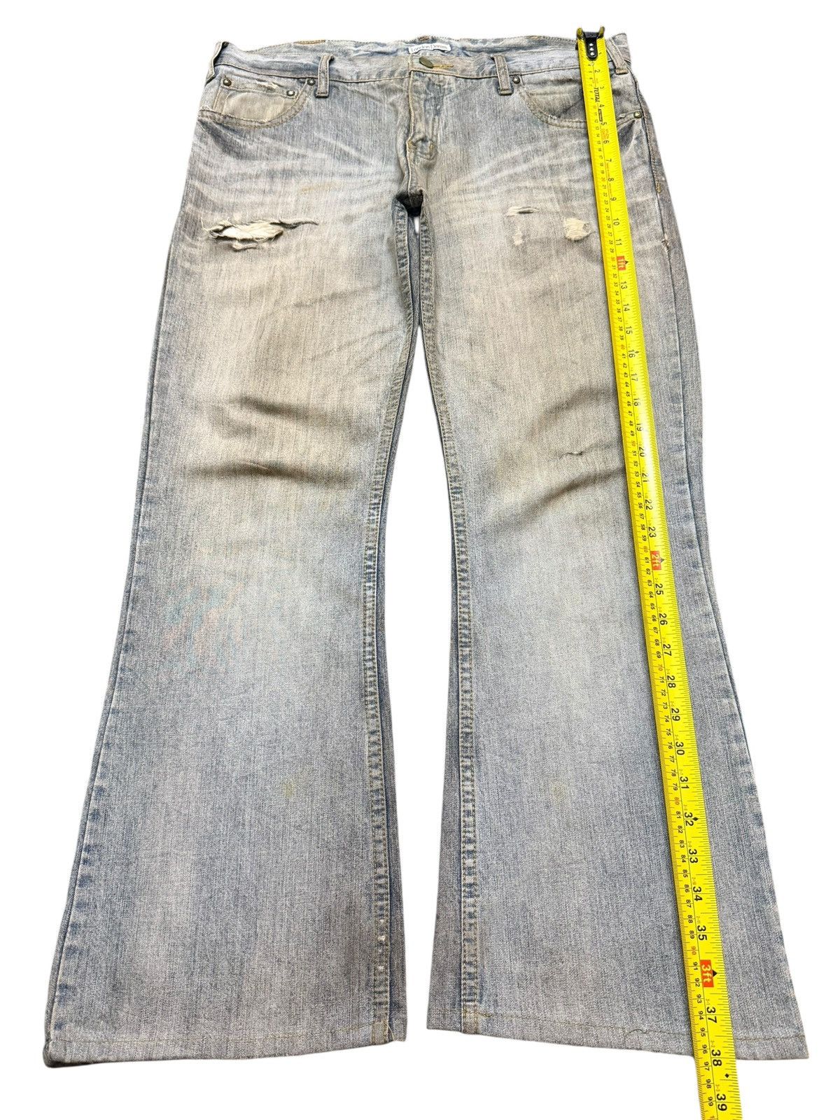 Hysteric Glamour Vintage Japanese Mud Dirty Wash Distress Wide Leg Baggy Size US 34 / EU 50 - 12 Thumbnail