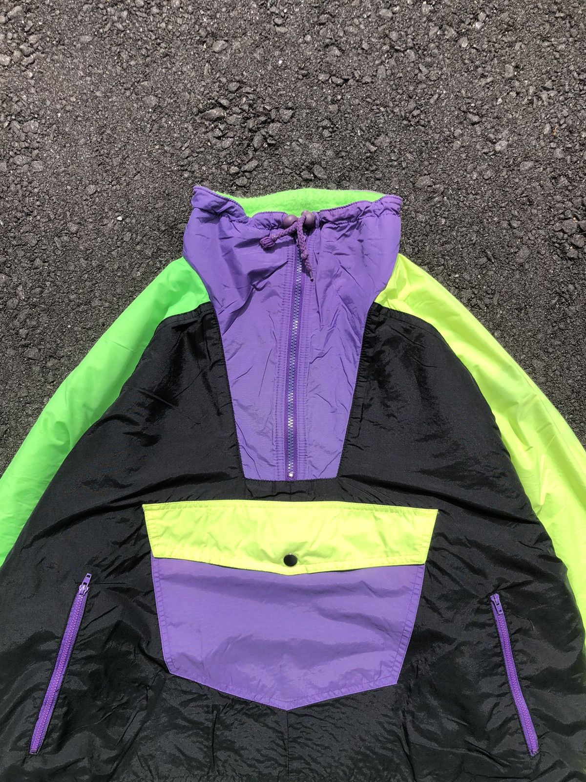 Japanese Brand Vtg Global Mind Neon Colourblock Anorak Halfzipper Jacket Size US XXL / EU 58 / 5 - 6 Thumbnail