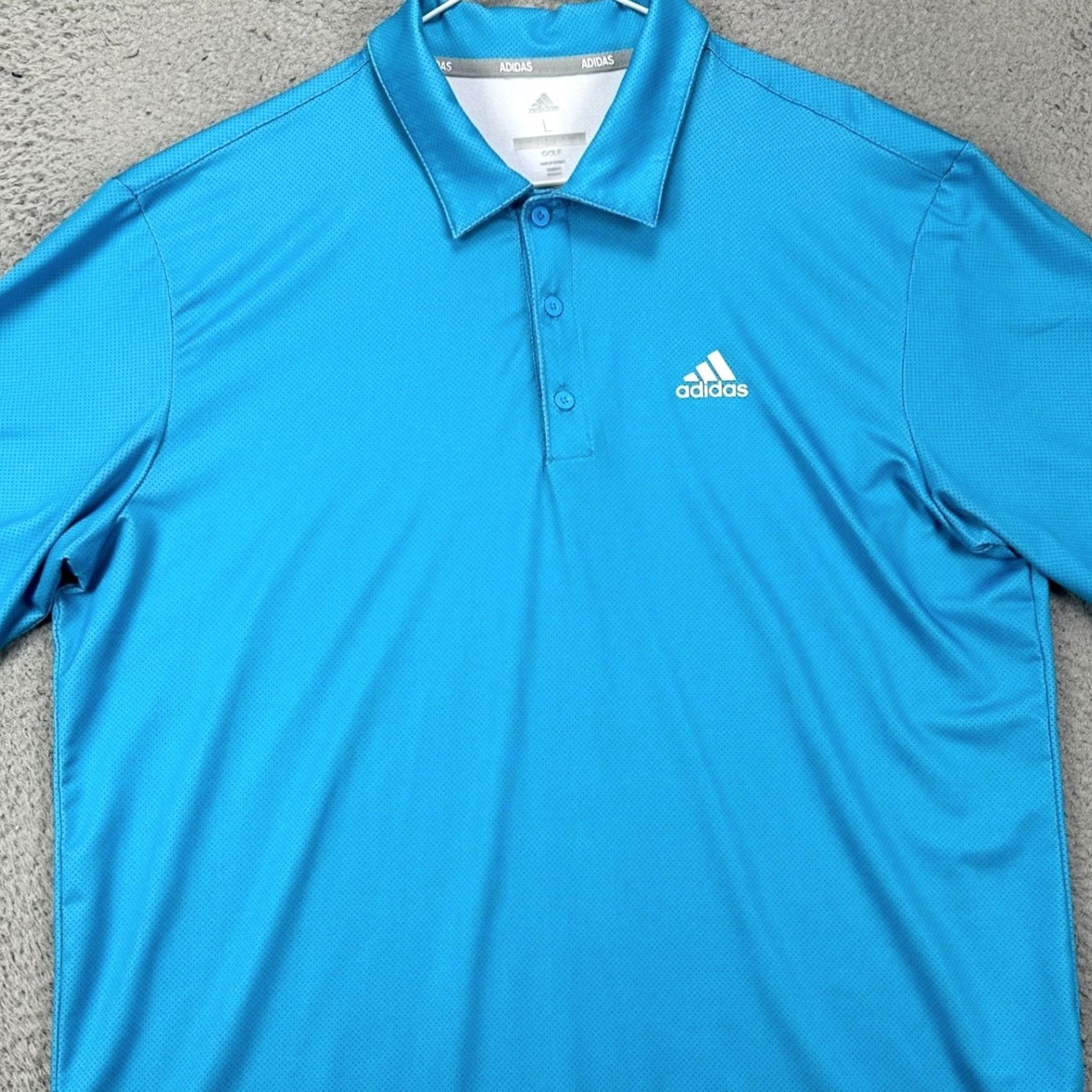Adidas Adidas Golf Polo Shirt Mens L Blue Spotted Performance Stretch Quick Dry Athletic Golf Shirt Mens Blue Polo Size US L / EU 52-54 / 3 - 2 Thumbnail