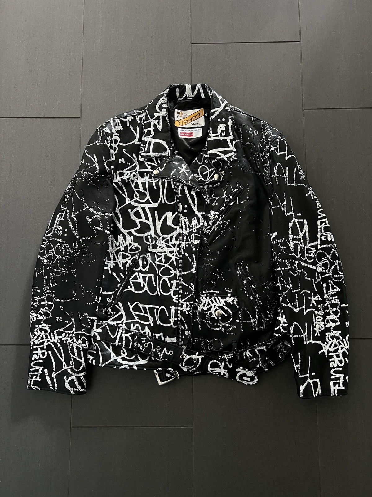 Supreme Graffiti Perfecto Leather Jacket | Grailed