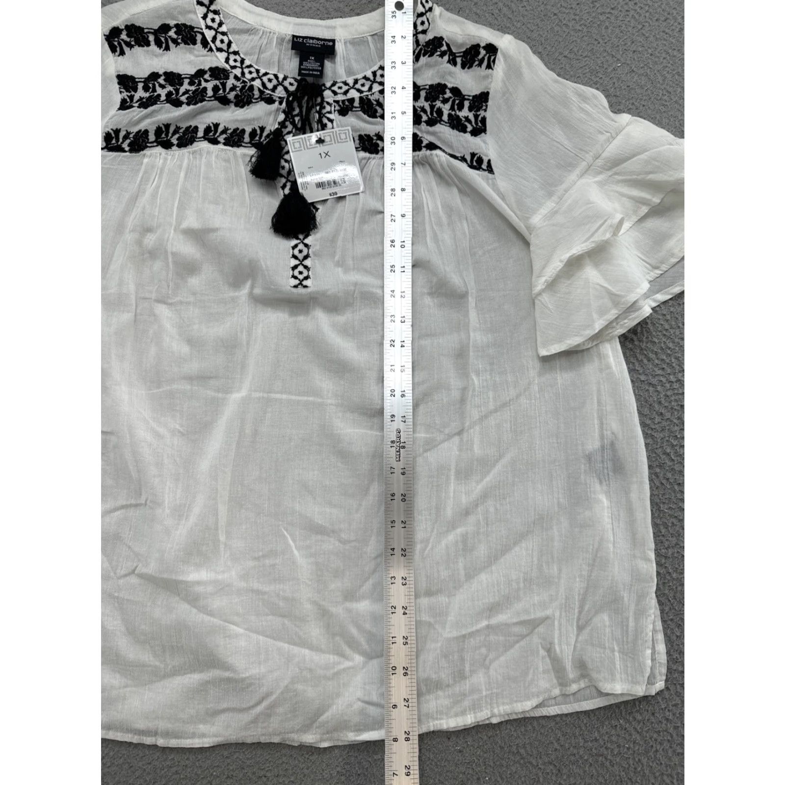 Liz Claiborne Liz Claiborne Sheer Embroidered Floral V Neck Tunic Top Women's Size 1X NEW Size XL / US 12-14 / IT 48-50 - 7 Thumbnail