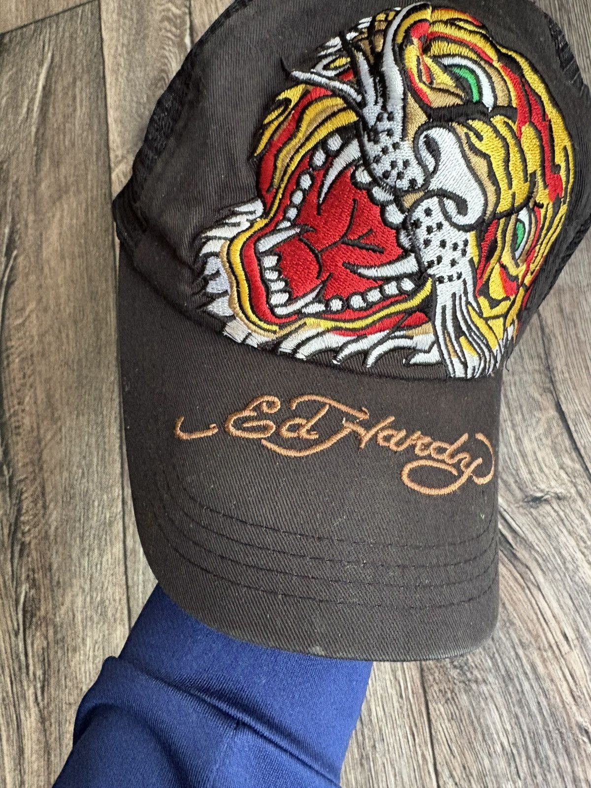 Christian Audigier × Ed Hardy × Vintage Vintage Ed Hardy Tiger Trucker Cap Hat Size ONE SIZE - 2 Thumbnail