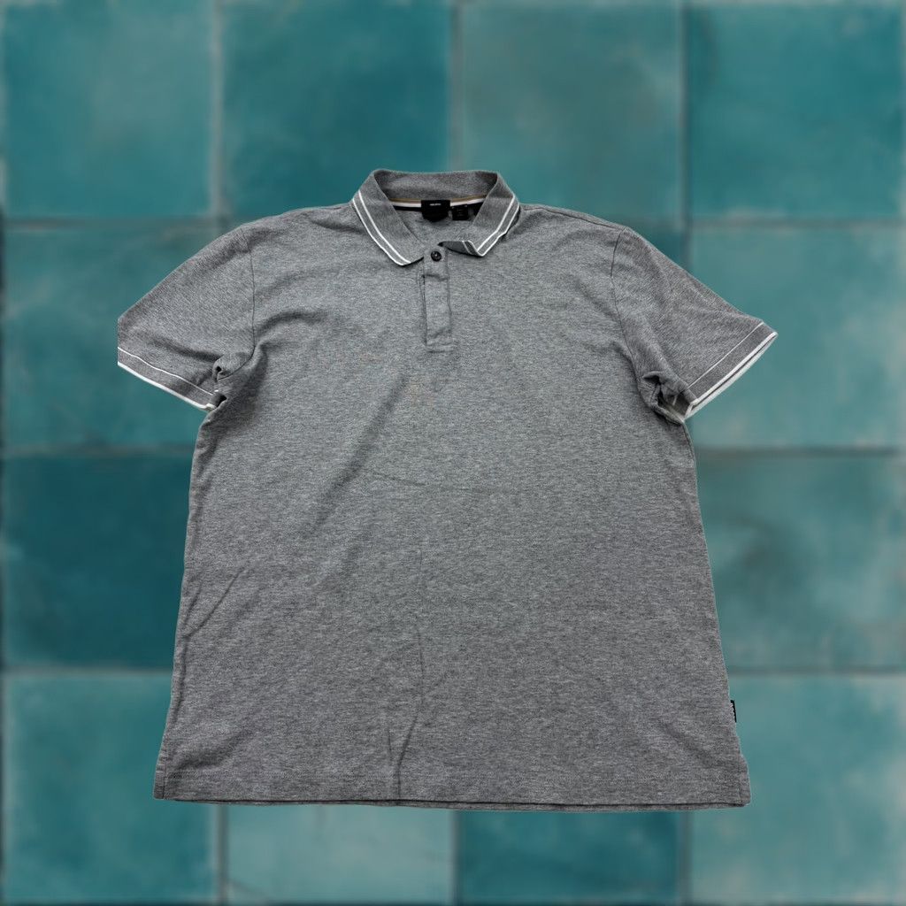 Vintage Boss Polo Shirt Mens XL Gray Mercerised Cotton Jersey Short Sleeve Top Size US XL / EU 56 / 4 - 1 Thumbnail