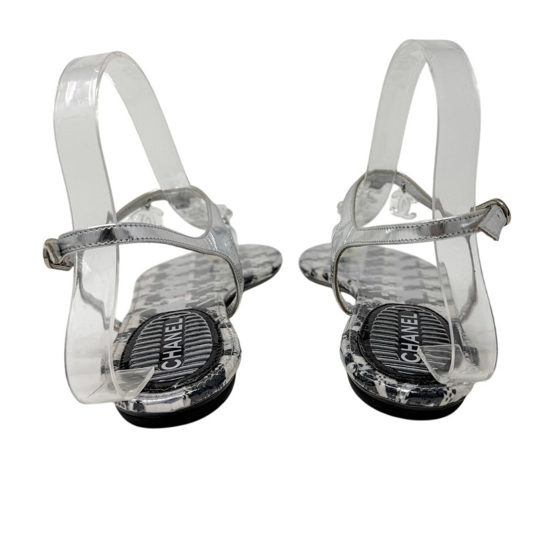 Chanel Chanel Clear Chain CC Logo Houndstooth Thong Sandal size 39 Size US 9 / IT 39 - 6 Thumbnail