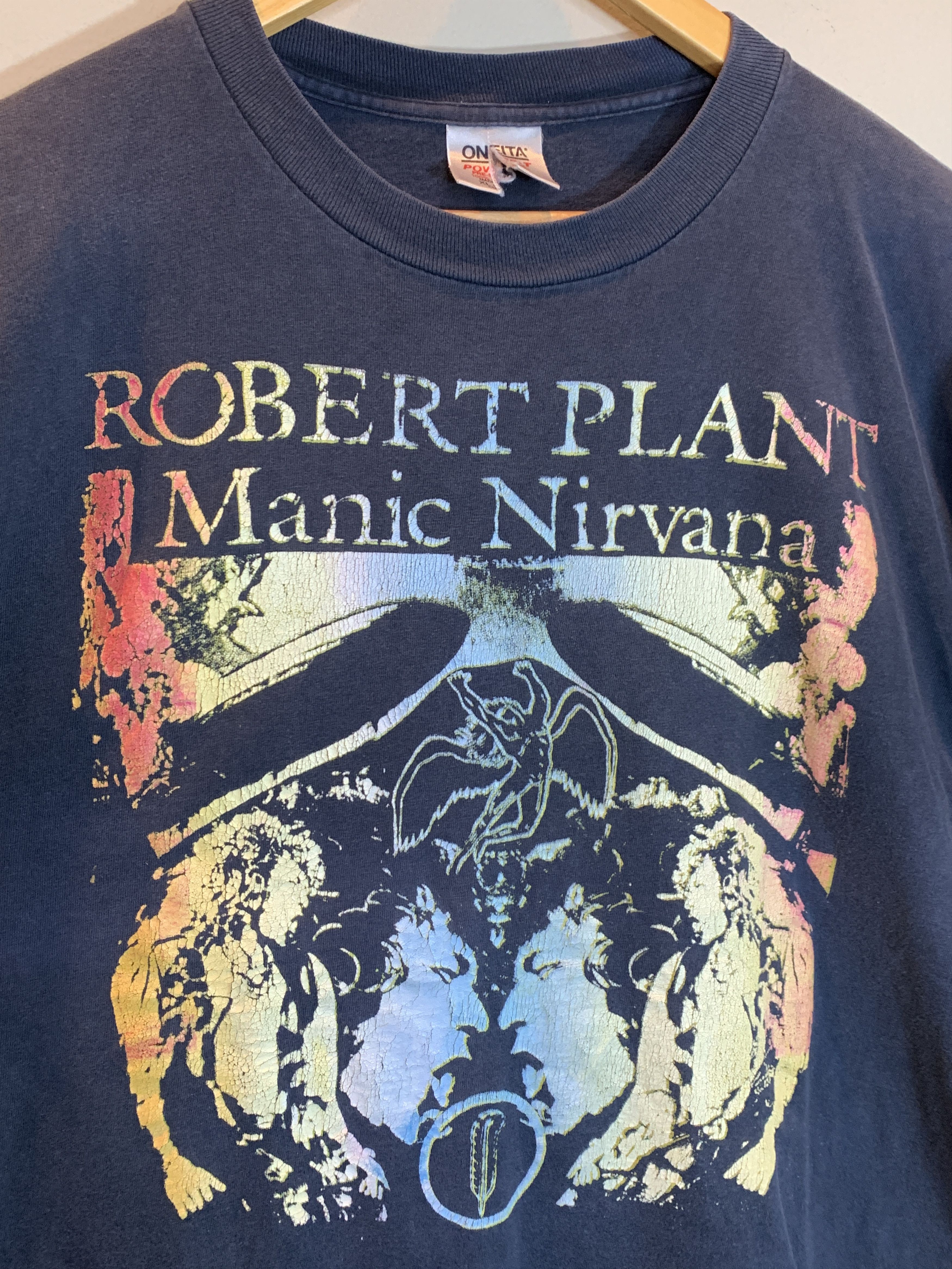 Band Tees RARE* Vintage 1990 Robert Plant Manic Nirvana Zeppelin Shirt Size US XL / EU 56 / 4 - 3 Thumbnail
