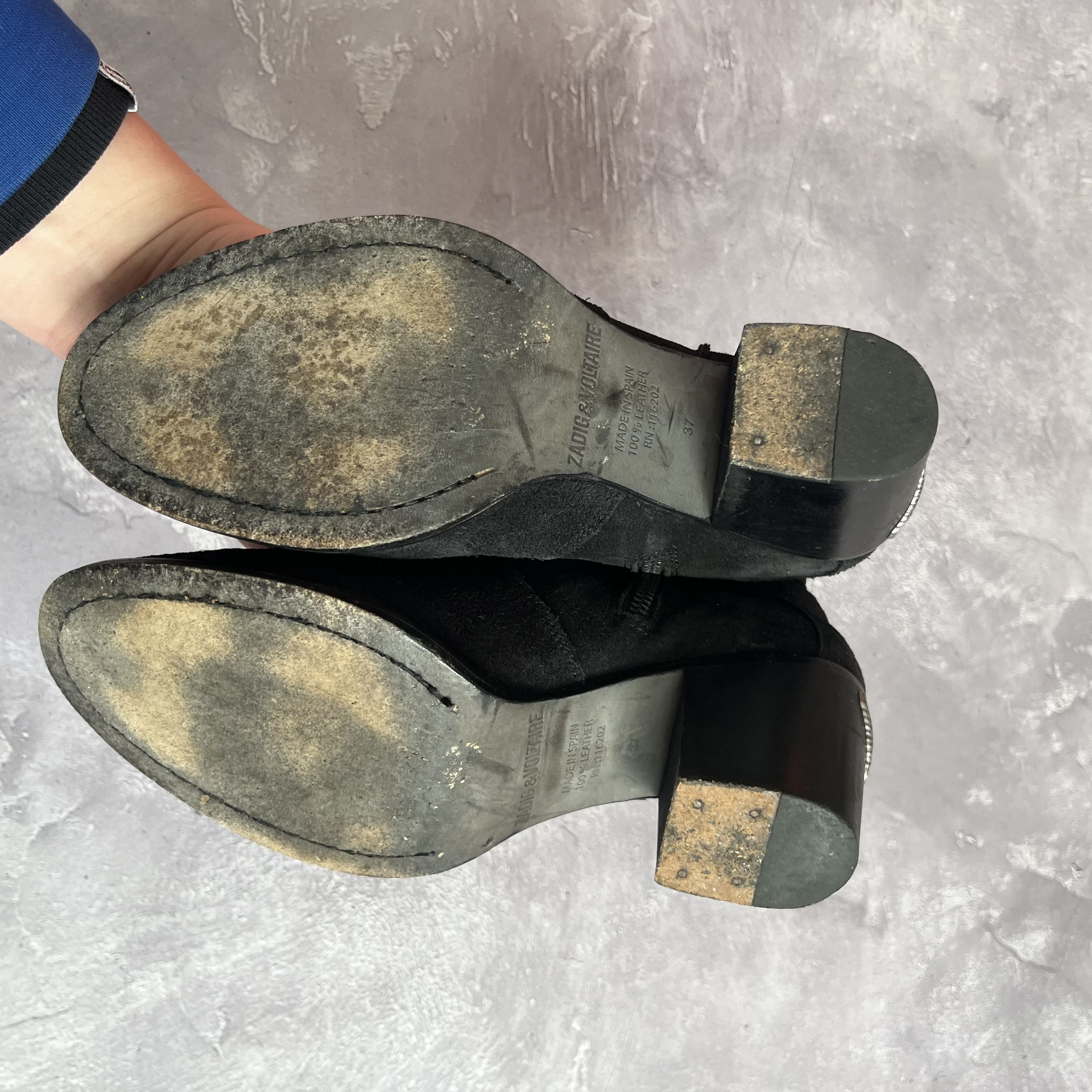 Zadig & Voltaire Zagid & Voltaire Suede Ankle Booties Block Heel Western Size US 7 / IT 37 - 5 Thumbnail