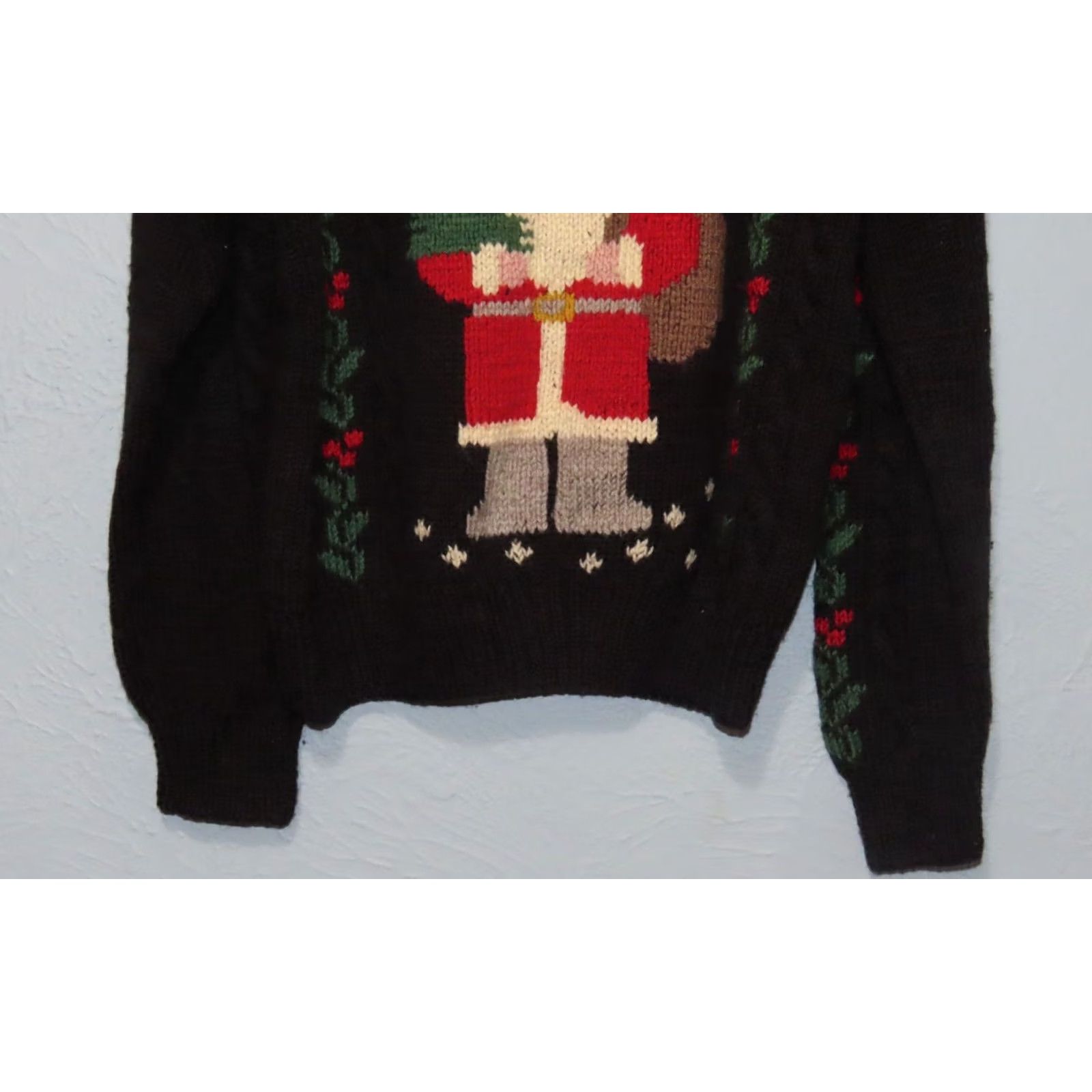 Vintage VINTAGE South Wool Santa Christmas Holiday Sweater 100% Wool Hand Knitted Uruguay Large Blue Crew Neck Long Sleeve Women's Pullover Christmas Theme Size M / US 6-8 / IT 42-44 - 2 Thumbnail