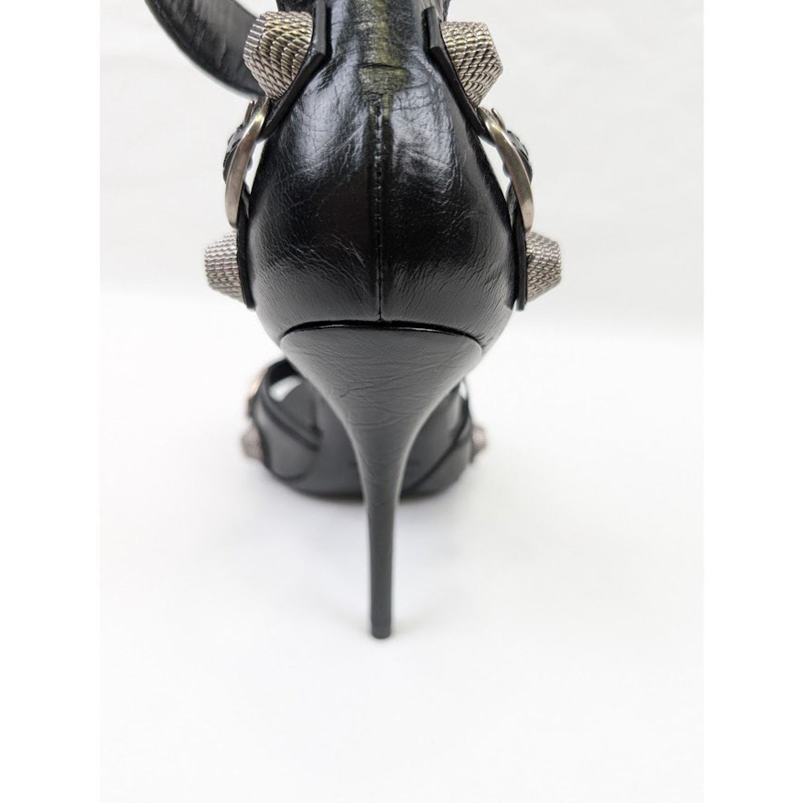 Balenciaga o1rshd1 Arena ABS Cagole Sandal H110 in Black/Aged Nikel Size US 8 / IT 38 - 14 Thumbnail