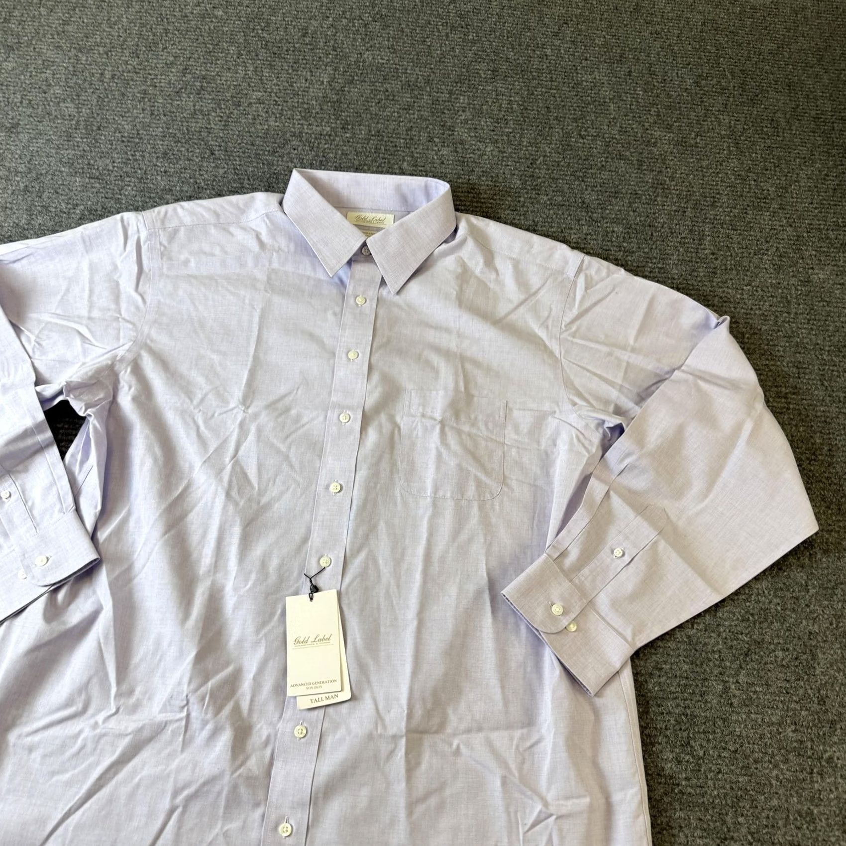 Roundtree & Yorke Roundtree & Yorke Dress Shirt Mens Tall Purple Non Iron Gold Label 18 36/37 Size 48R - 2 Thumbnail