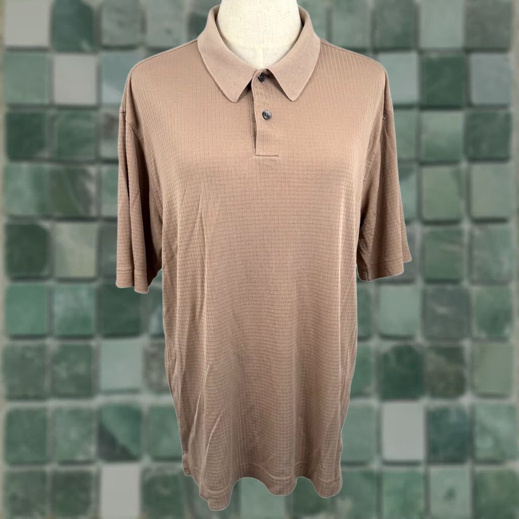 Vintage EUC Daniel Gray Silk Polo Shirt - Vintage Y2K Stripe - Tan Beige Golf Apparel Size US M / EU 48-50 / 2 - 1 Thumbnail