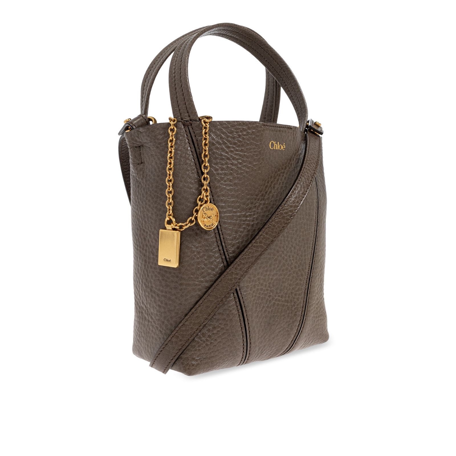 Chloe Chloe Small Spin Flannel Gray Grained Leather Shoulder Bag N Size ONE SIZE - 3 Thumbnail