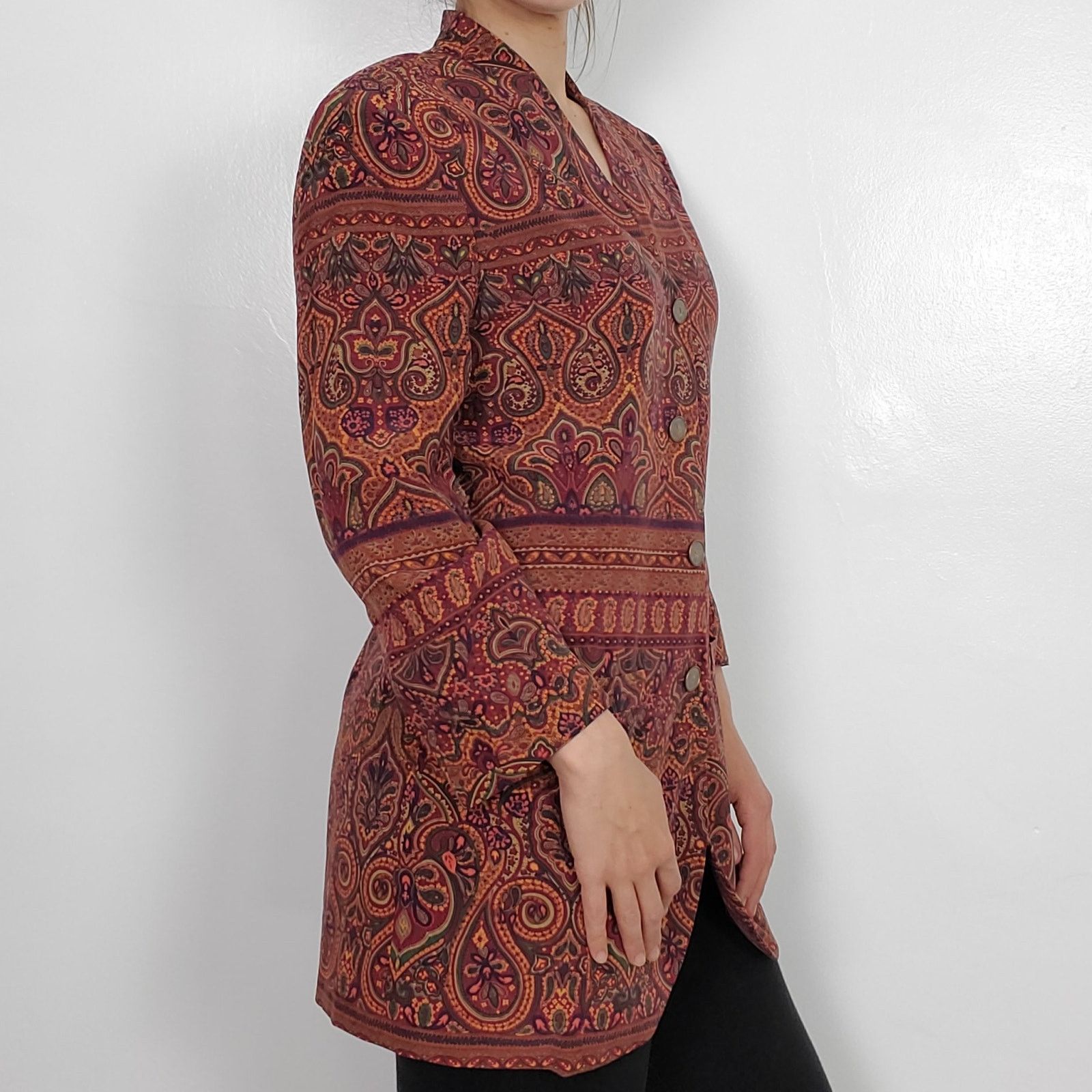 Other August Silk Paisley Boho Blazer Jacket 8 / 38 Size M / US 6-8 / IT 42-44 - 3 Thumbnail