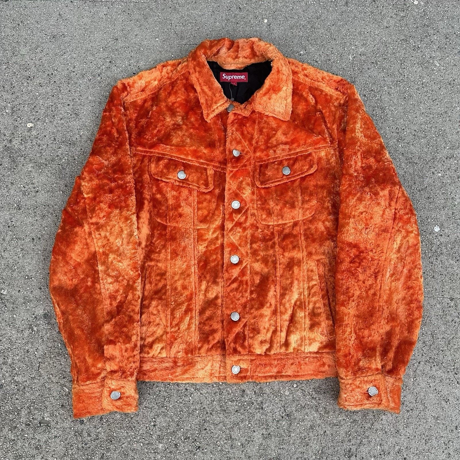 Hypebeast × Supreme Supreme NYC Fuzzy Pile Orange Trucker Jacket Sz M SS19 Size US M / EU 48-50 / 2 - 1 Thumbnail