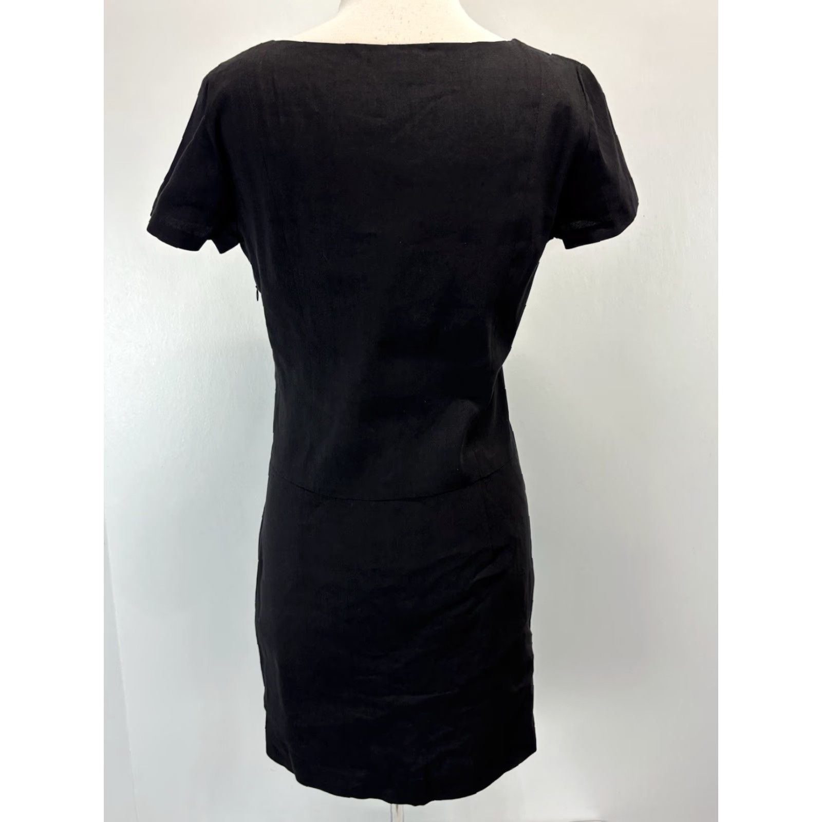 Theory THEORY Black Linen Blend Sheath Dress Sz 10 Women's Short Sleeve Classic Career Party Size 32" / US 10 / IT 46 - 3 Thumbnail