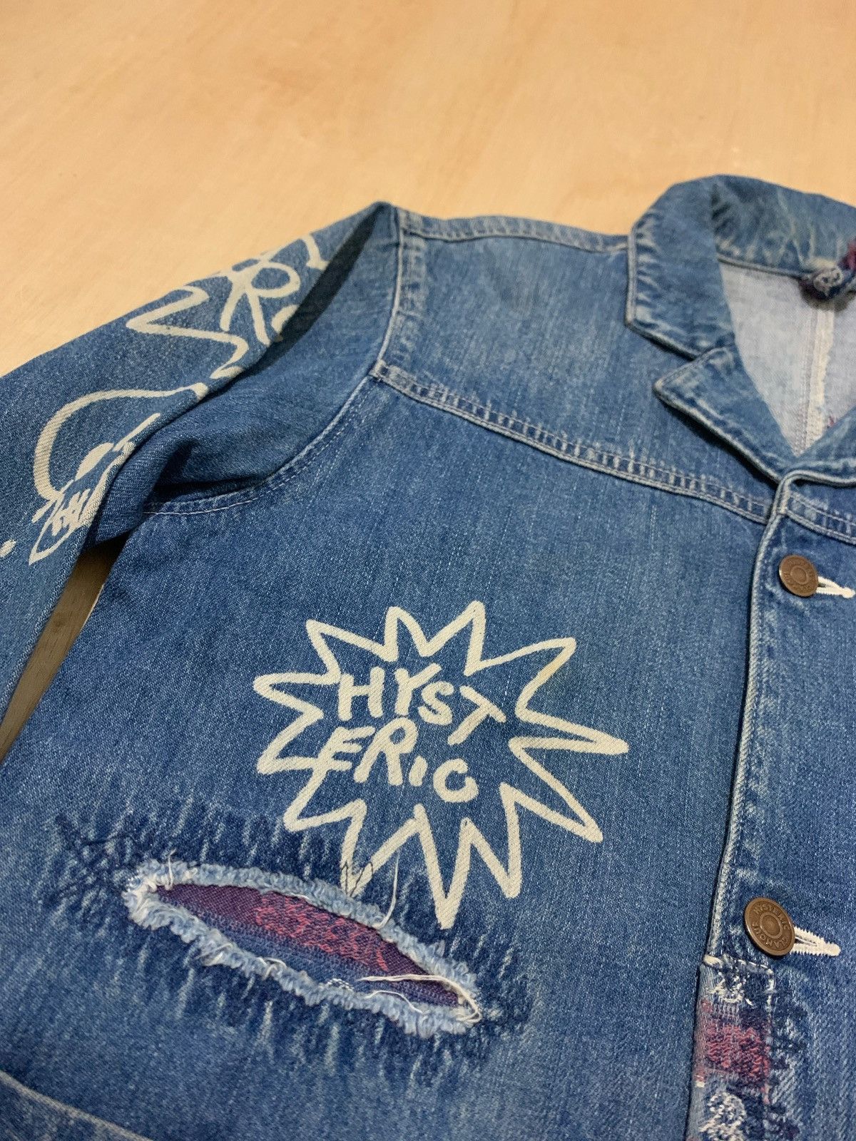 Hysteric Glamour × Japanese Brand Vintage Hysteric Glamour Distressed Denim Jakcet Size ONE SIZE - 8 Thumbnail