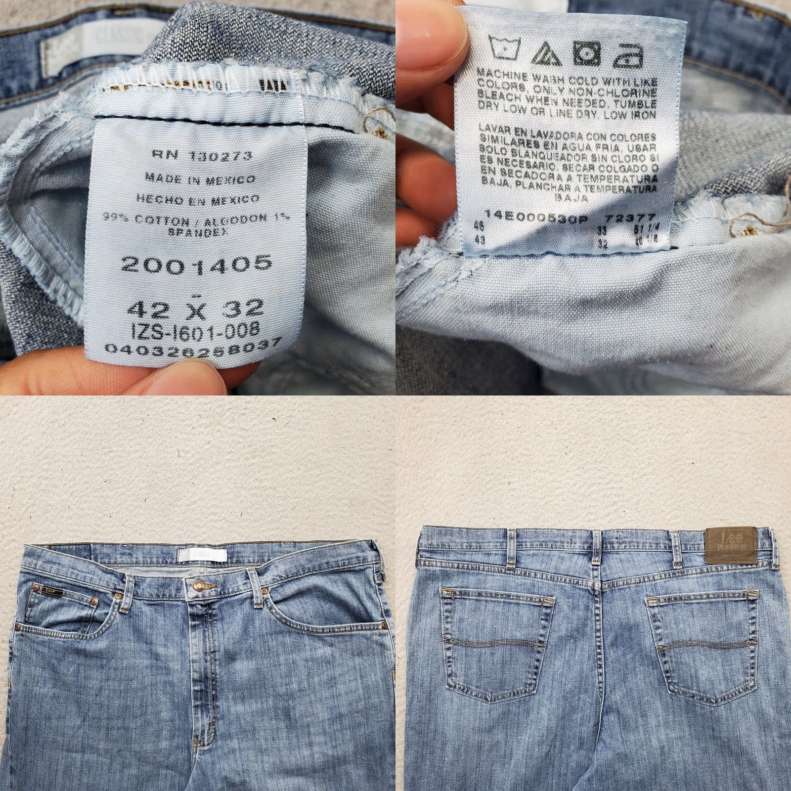 Lee Lee Premium Jeans Mens 42x32 Blue Denim Classic Fit Medium Wash Straight Leg Size US 42 / EU 58 - 8 Thumbnail