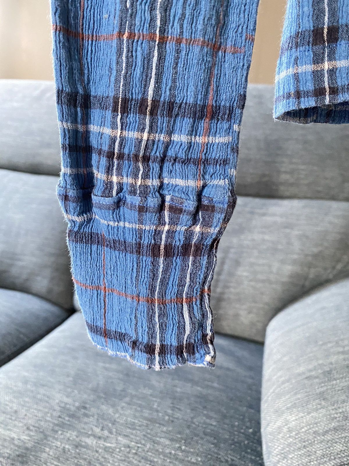 Tsumori Chisato TSUMORI CHISATO Blue Plaid Button Pleated Shirt Size M / US 6-8 / IT 42-44 - 8 Thumbnail