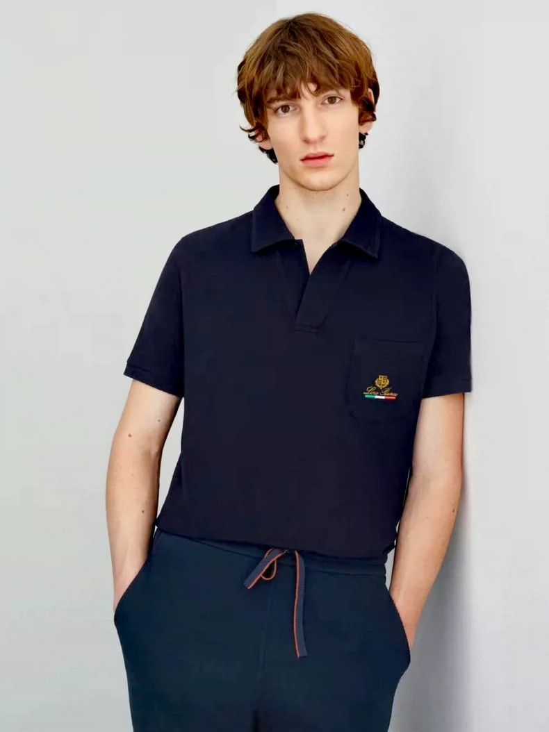 Loro Piana LORO PIANA Blue Men's cotton short-sleeved T-shirt Polo sh Size US M / EU 48-50 / 2 - 2 Thumbnail