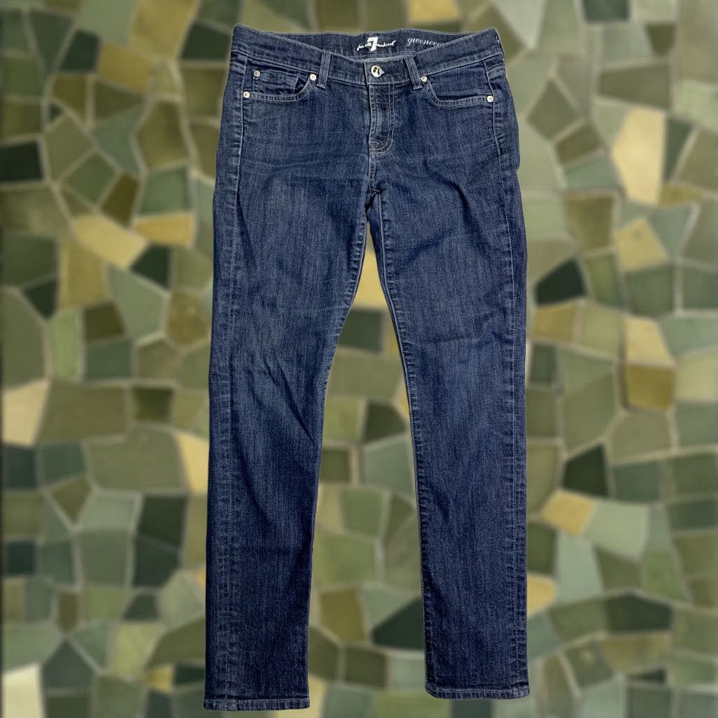 7 For All Mankind VINTAGE 7 For All Mankind Gwenevere Jeans Womens 28 Blue Skinny 5-Pocket Zipper Button Embroidered Logo Preppy Comfort Stretch Denim Size 28" / US 6 / IT 42 - 1 Thumbnail