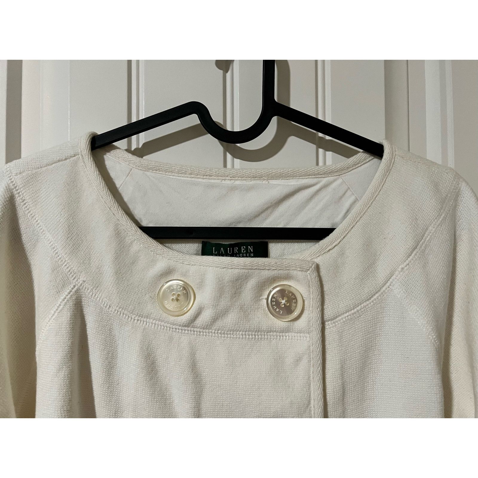 Ralph Lauren Women's Ivory White Linen Blend Peacoat 3/4 Sleeves Jacket M Size M / US 6-8 / IT 42-44 - 6 Thumbnail