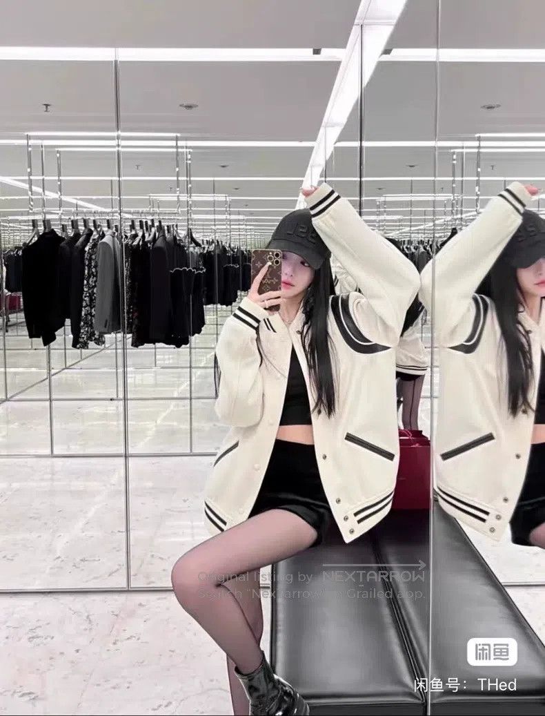 Saint Laurent Paris Saint Laurent Paris White Wool Mixed Baseball Jacket Size US M / EU 48-50 / 2 - 6 Thumbnail