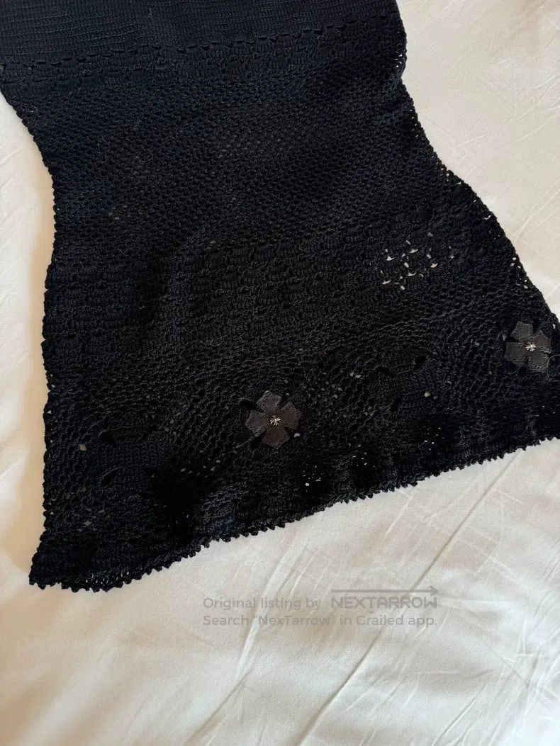 Chrome Hearts CHROME HEARTS Size S Cross-cut leather silver knit skirt Size S / US 4 / IT 40 - 7 Thumbnail