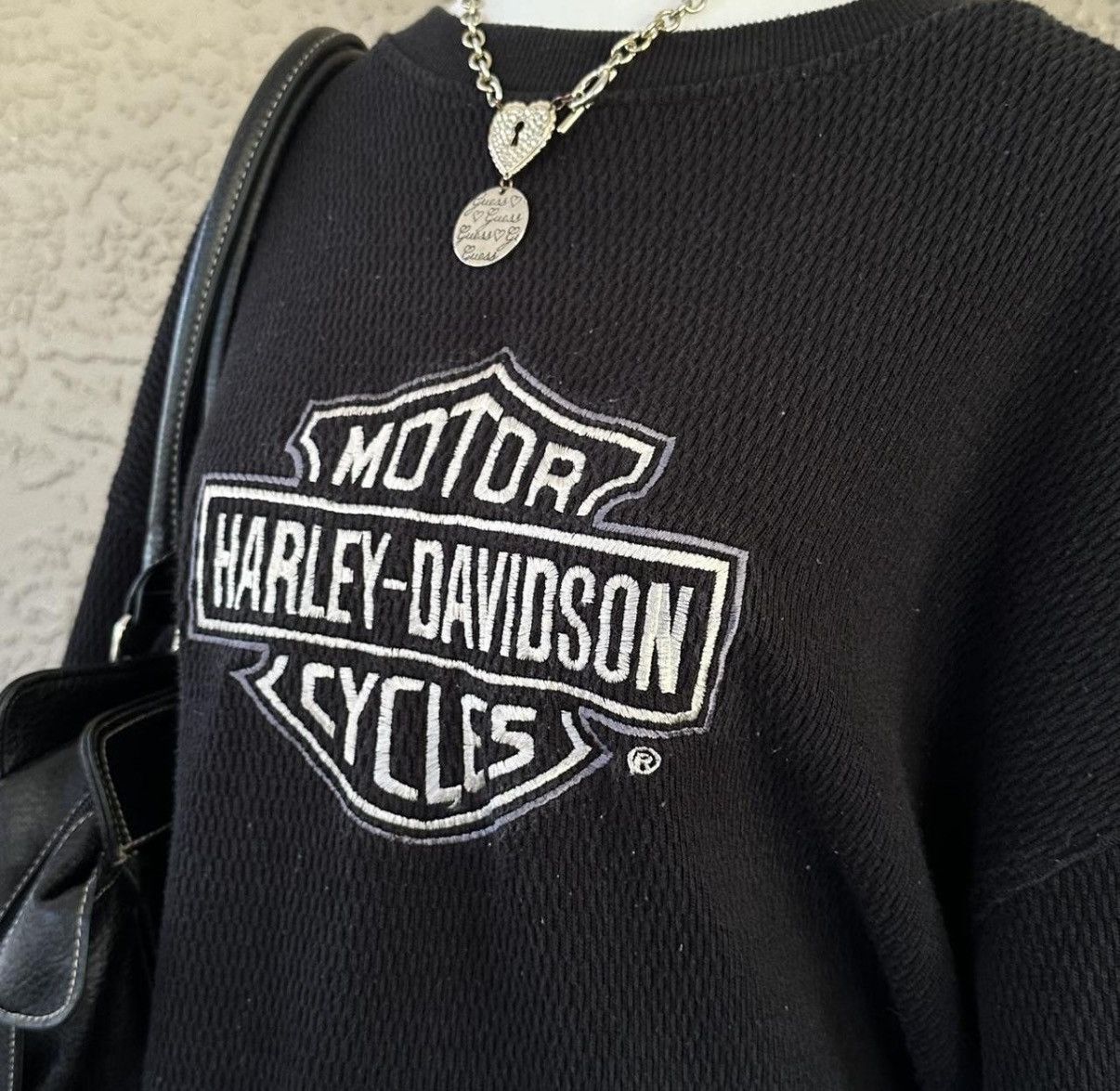 Harley Davidson Vintage 90s Harley Davidson black & white sweater Size US M / EU 48-50 / 2 - 2 Thumbnail