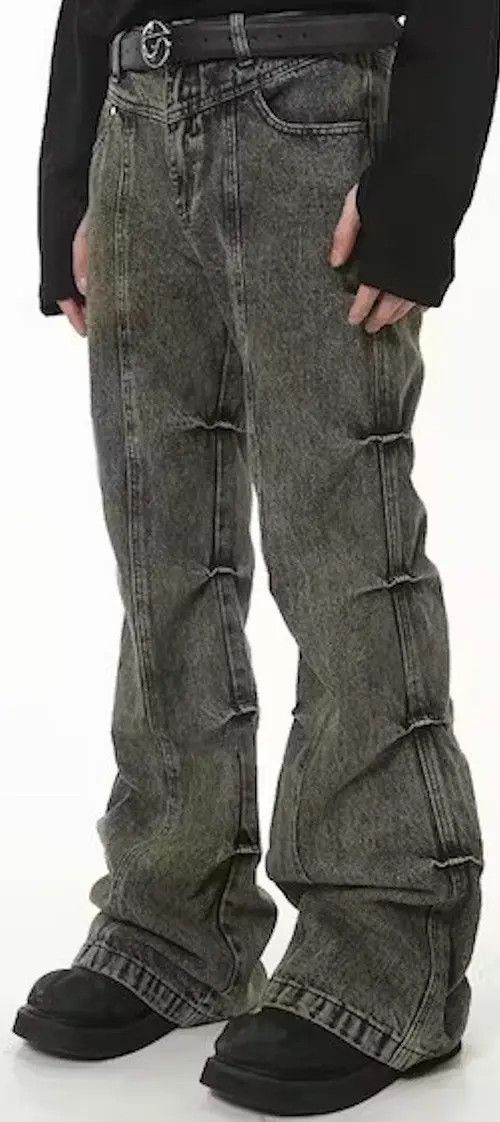 Japanese Brand × Jean Grunge Stack Washed Gray Denim Jeans Size US 32 / EU 48 - 4 Thumbnail