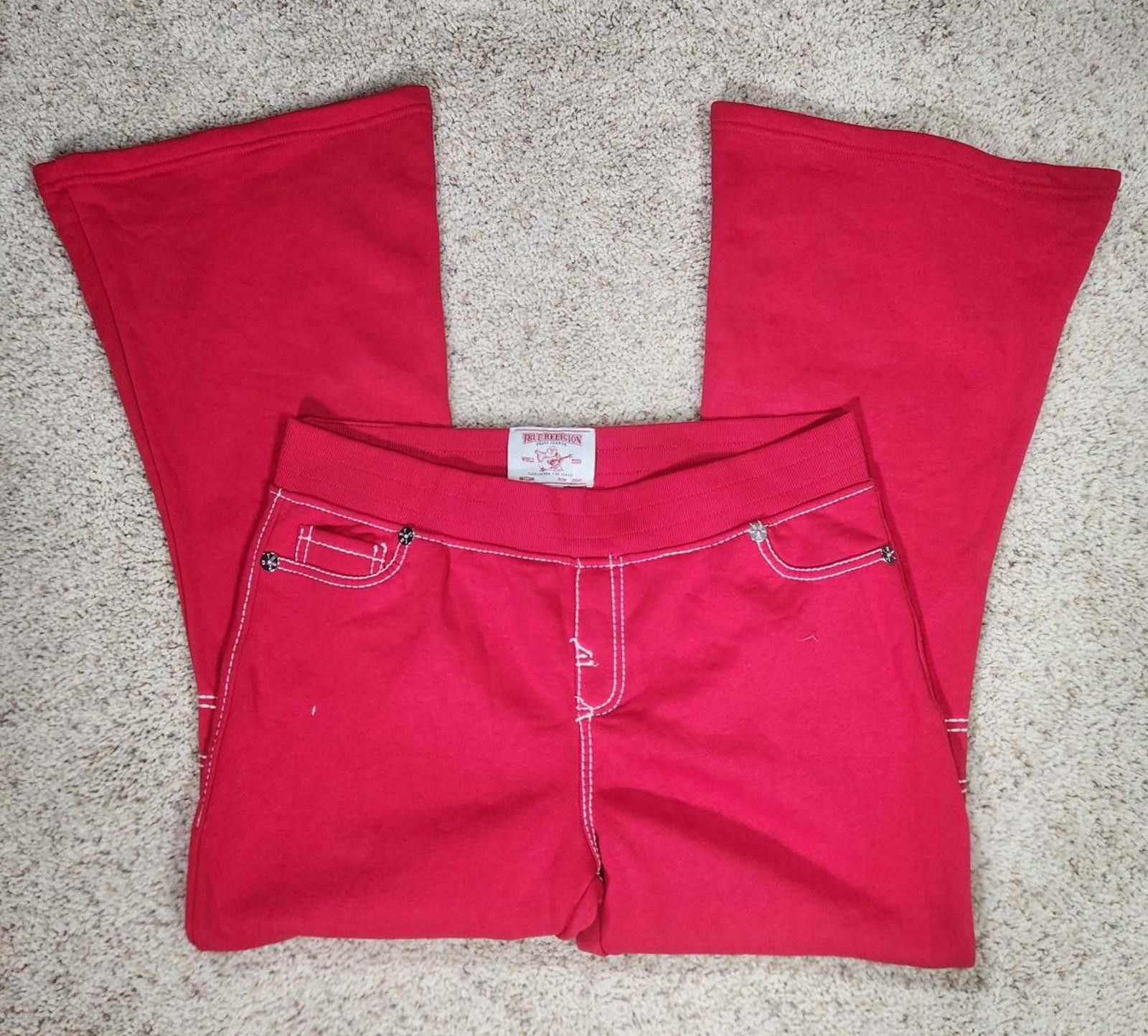 True Religion NEW True Religion Pull-On Flare Jeans Red Anniversary XL Size 40" / US 18 - 1 Thumbnail