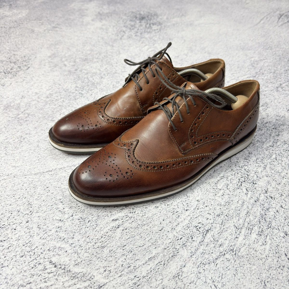 Designer × Mercedes-Benz Mercedes Mens Brown Leather Derbies US9 UK8 EU42 27cm Size US 9 / EU 42 - 1 Thumbnail