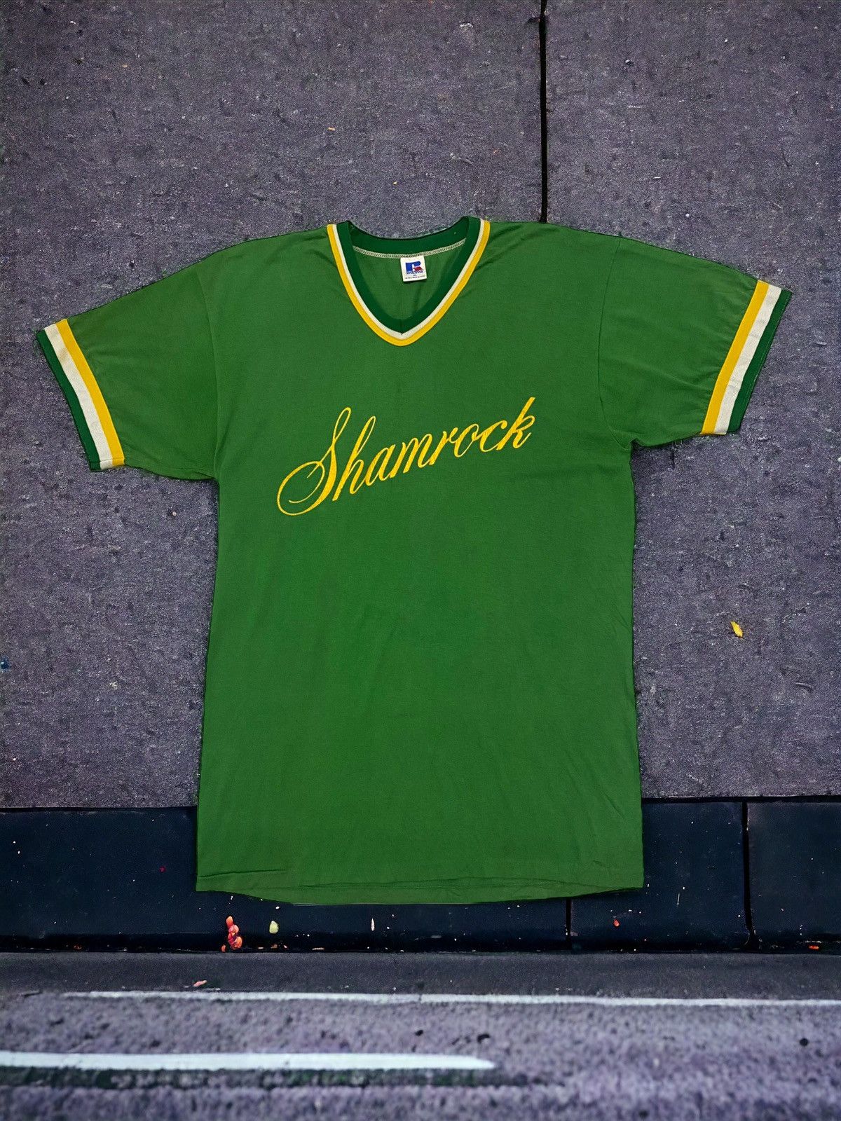 Japanese Brand × Russell Athletic × Vintage Vintage Ringer Tee Russel Athletic Shamrock No 14 Size US M / EU 48-50 / 2 - 1 Thumbnail