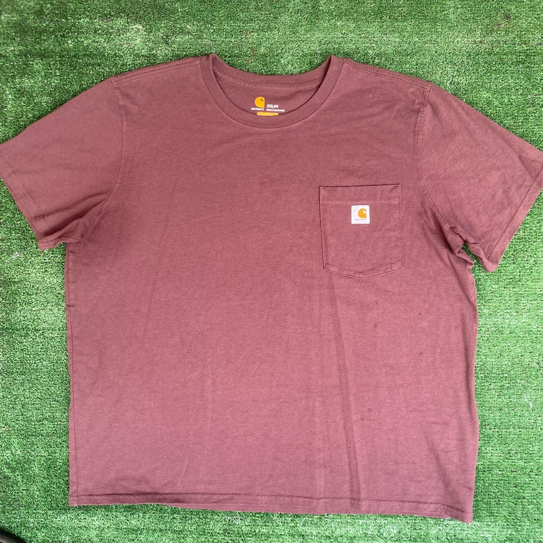 Carhartt Carhartt Logo Pocket T-Shirt Original Fit Burgundy Workwear Size US XXL / EU 58 / 5 - 1 Thumbnail