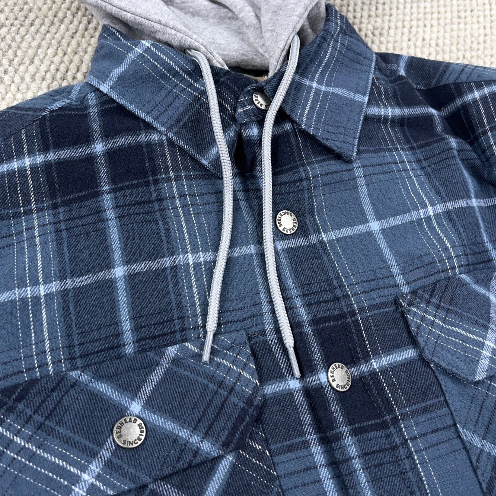 Vintage RedHead Shacket Men Small Blue Plaid Flannel Shirt Jacket Quilt Lined Hoodie A23 Red Size US S / EU 44-46 / 1 - 3 Thumbnail