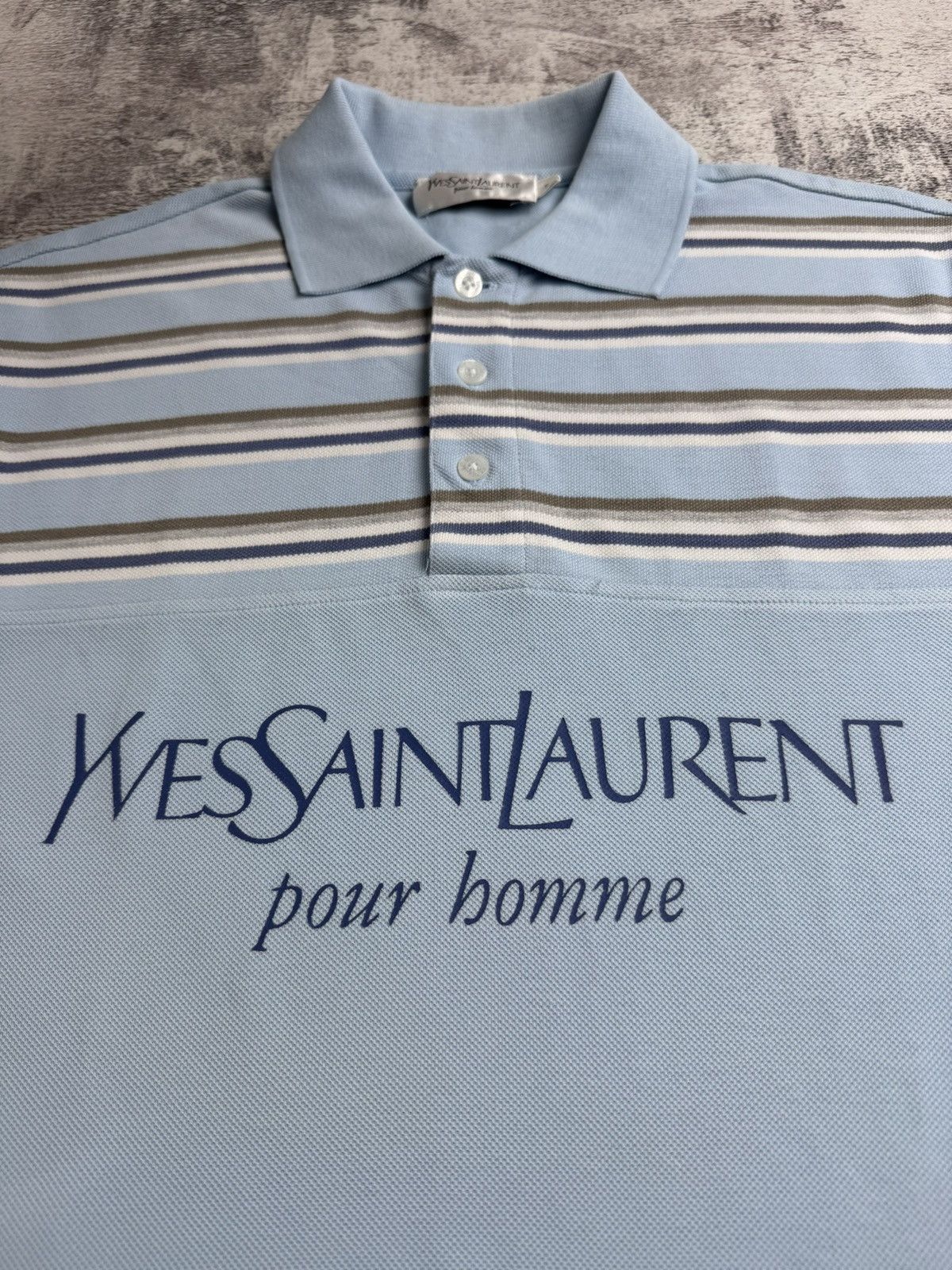 Yves Saint Laurent Yves Saint Laurent YSL Small Blue Cotton Luxury Big Logo Polo T Shirt Tee Jersey Size US S / EU 44-46 / 1 - 7 Thumbnail