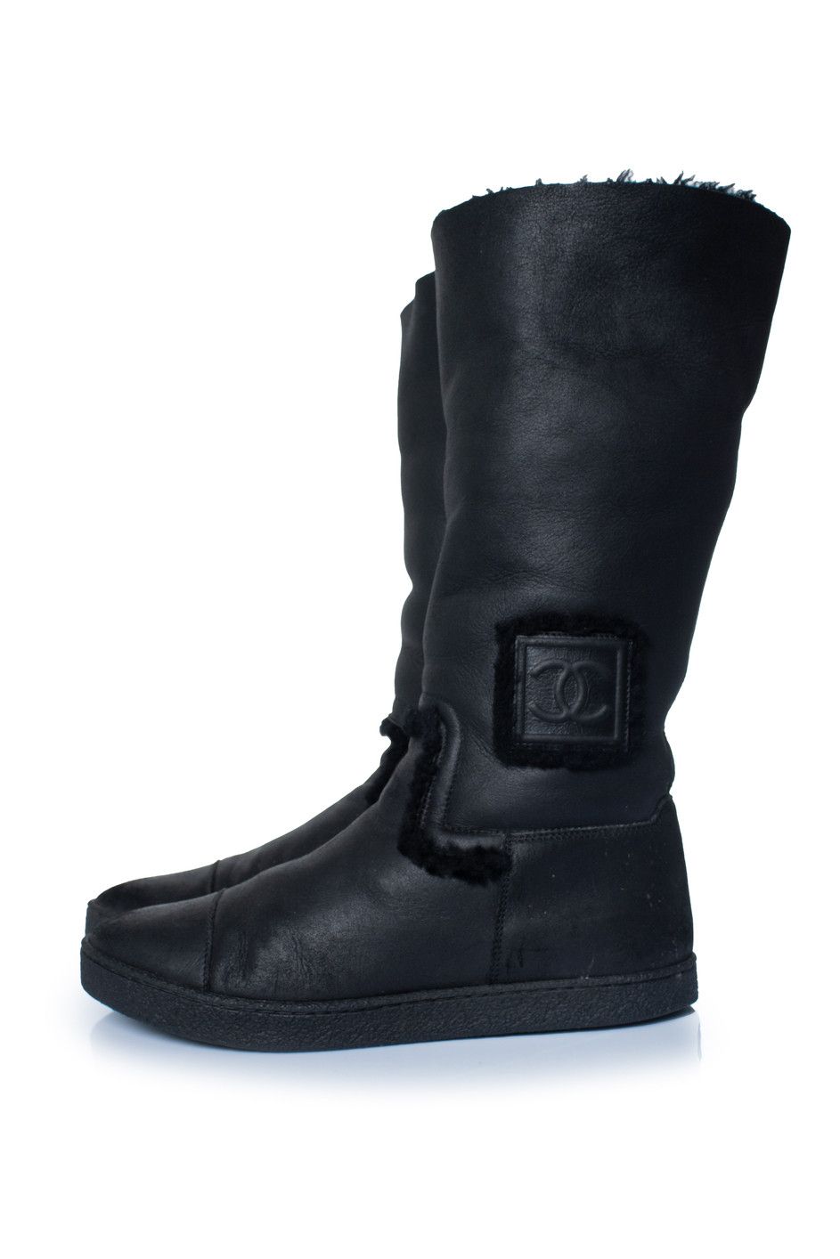 Chanel Chanel, Black shearling boots Size US 10 / IT 40 - 2 Thumbnail