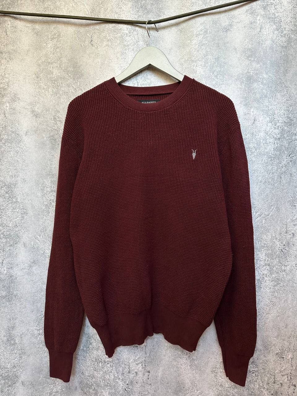 Allsaints ALLSAINTS Rias Crew Waffle Knit Sweater Burgundy Pullover Size US L / EU 52-54 / 3 - 2 Thumbnail