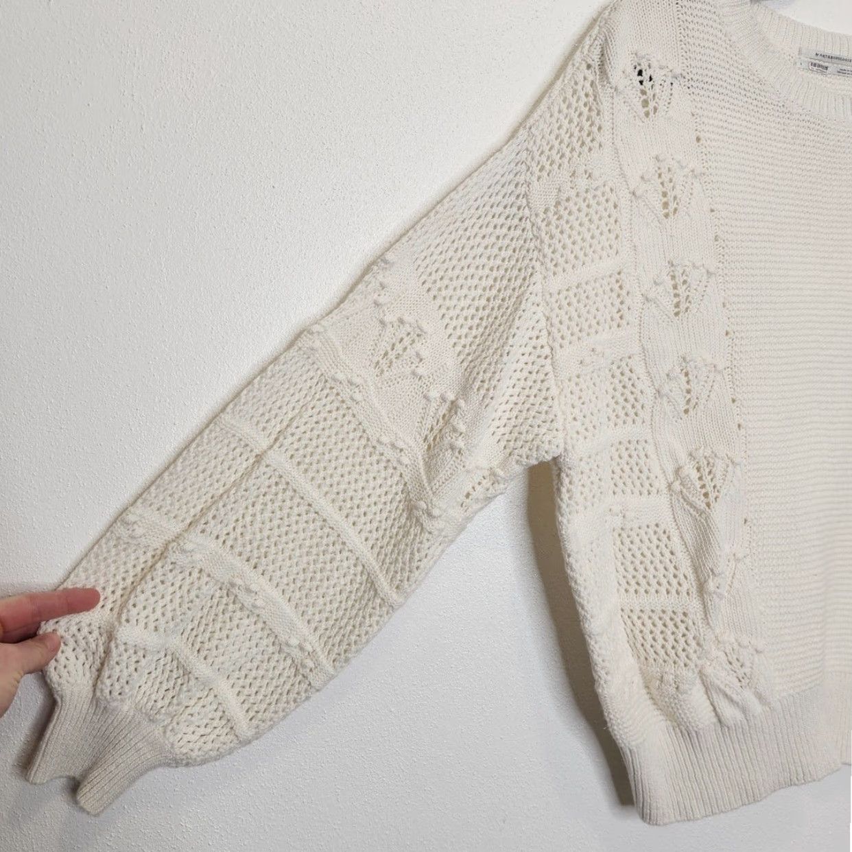 Anthropologie VINTAGE Anthropologie Shirt White L Crewneck Knit Top Women Size L / US 10 / IT 46 - 3 Thumbnail