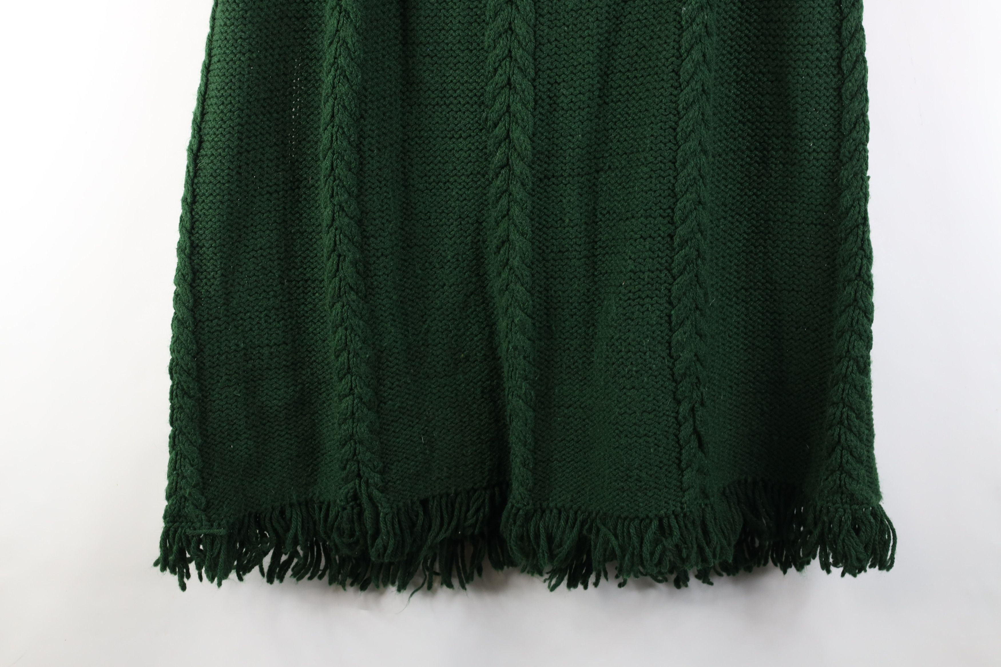 Vintage Vintage 50s 60s Boho Chic Cable Fringed Sweater Cape Green Size ONE SIZE - 13 Thumbnail