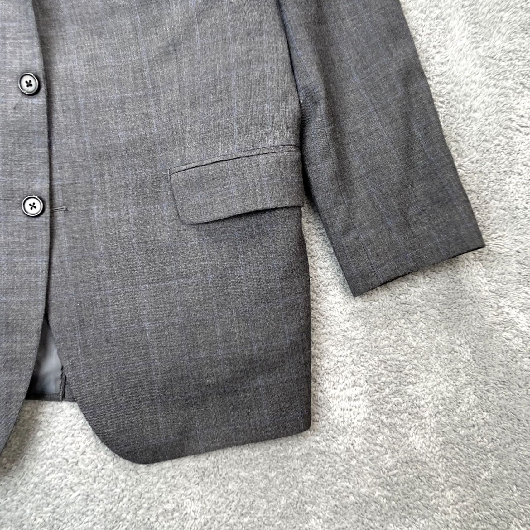 Ralph Lauren VINTAGE Lauren Ralph Lauren Blazer Mens Large Gray Plaid 90s Classic Notch Lapel Single-Breasted Two-Button Front Coat Jacket Crew Size 42R - 6 Thumbnail