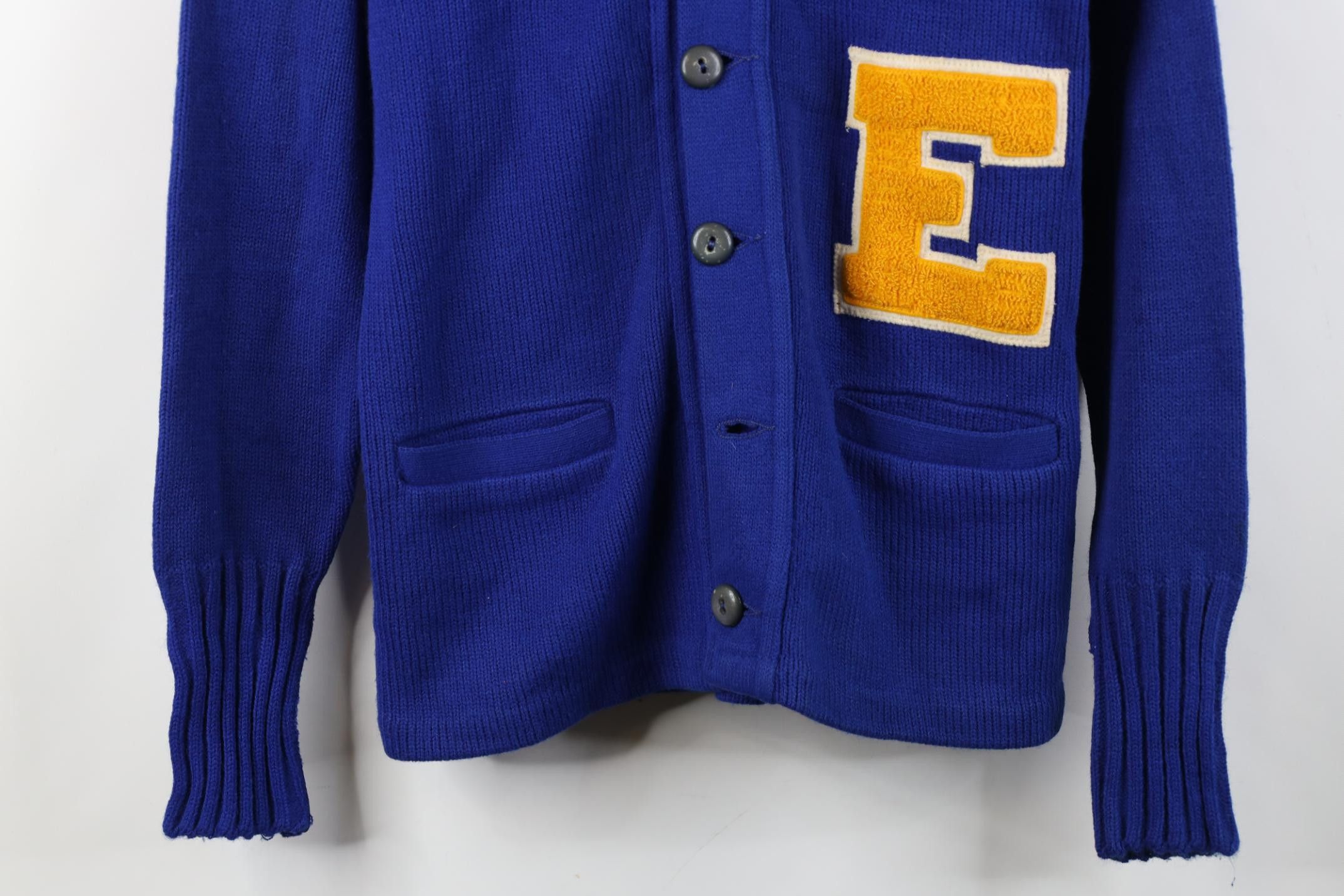 Vintage Vintage 50s 60s Knit Varsity Lettermen Cardigan Sweater USA Size US L / EU 52-54 / 3 - 3 Thumbnail