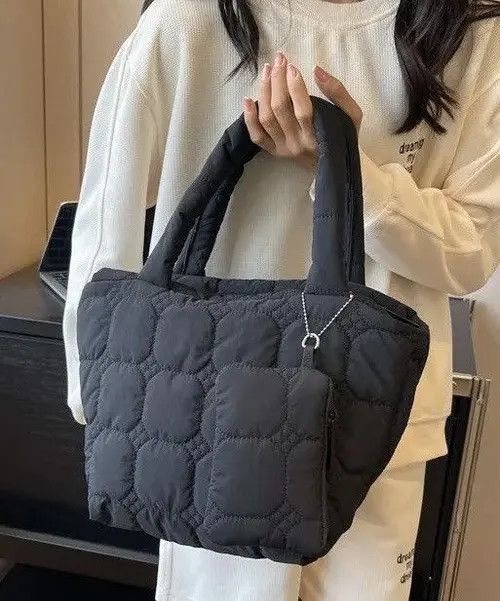 Leather Fashion Quilted Embroidery Thread Handbag Size ONE SIZE - 2 Thumbnail