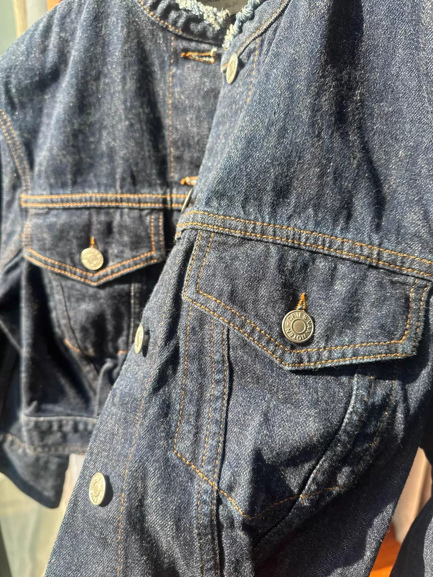 Dries Van Noten DVN Denim Cropped Jacket 34 Wide Cuffs Back Cinched Size XXS / US 00 / IT 34 - 4 Thumbnail