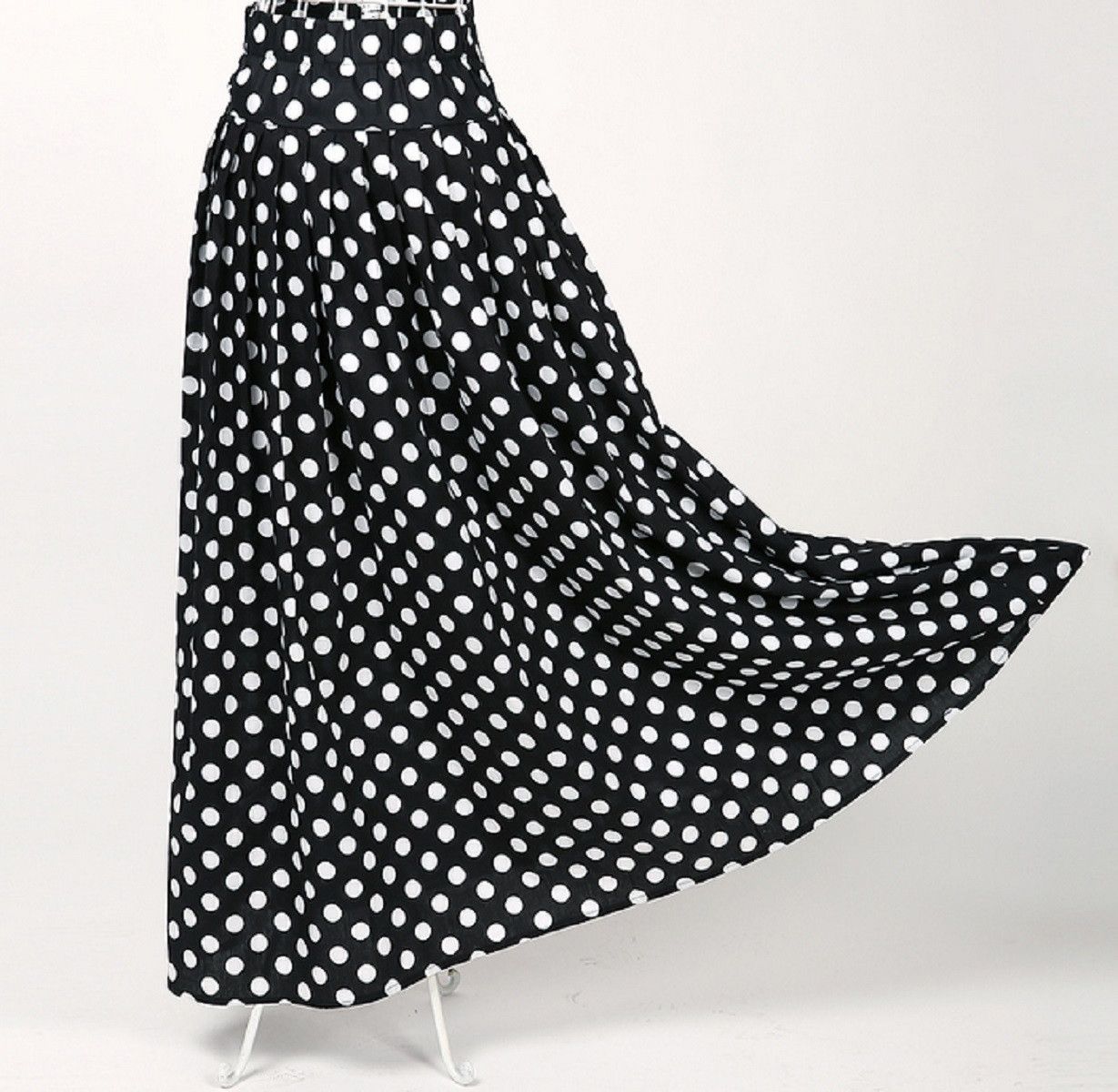Other Black white polka dot,long skirt,cotton,vintage style Size 30" / US 8 / IT 44 - 1 Thumbnail