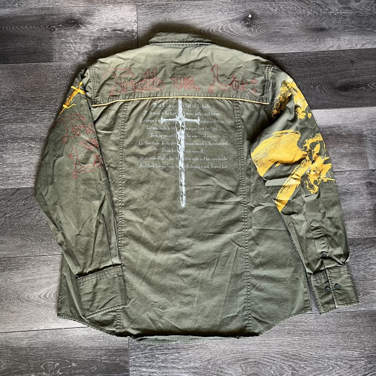 Affliction Vintage 2000s Akcess Affliction Style Sword Button Up Shirt Size US XL / EU 56 / 4 - 1 Thumbnail